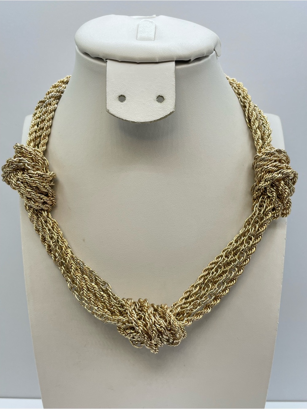 Natasha Gold Tone Chunky Multi Strand Knot Statement Necklace